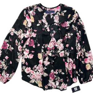RACHEL ROY womens floral chiffon asymmetric ruffle collar blouse extra small NWT